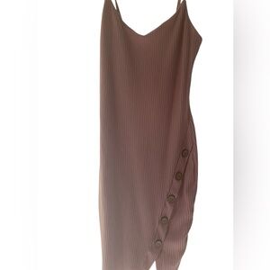 Iris Blush Pink Midi Dress with Button Accents